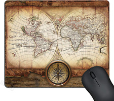 Gaming Mouse Pad Custom Design, Vintage World Map Gold Compass on the Old Wood,  picture