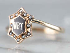 Antique NBY Enamel and Seed Pearl Ring picture