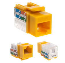 Cat5e Yellow Keystone Jack 45° Angled Punchdown Network Connector Multipack LOT picture