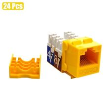 24x Cat5E RJ45 Ethernet LAN Network Keystone Jack 110 Punch Down Snap In Yellow picture
