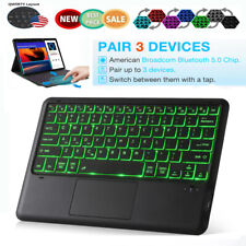 Backlit Bluetooth Keyboard w/Touchpad Mouse for Android IOS Tablet iPad & Stand picture