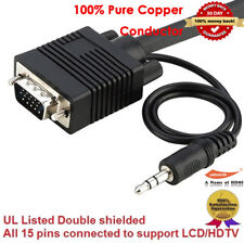 Long 15 feet Shielded VGA SVGA Cable with 3.5mm Audio, HD15 Male to Male VGA picture