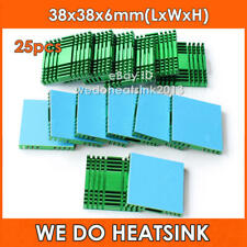 25pcs Chipset Green Aluminum Heat Sink 38mm x 38mm x 6mm With Thermal Tape picture