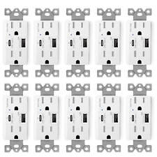 4.8A 24W Type-C USB Wall Outlet Quick Charge 3.0 Duplex Receptacle White 10 Pack picture
