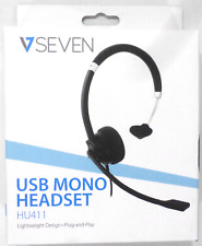 V7 Deluxe Mono USB Headset with Boom Microphone, Plug-and-Play, HU411, NEW picture