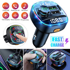 Bluetooth5.0 Car Wireless FM Transmitter Adapter USB PD Charger AUX Hand-Free US picture