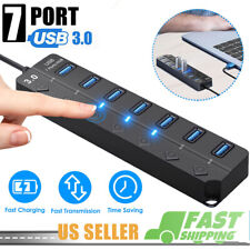 USB Hub Multi Charger Switch Splitter Powered Adapter 7 Port PC Laptop Desktop picture