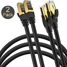 2 x High Speed Cat8 Cat 8 Internet WiFi Cable w/ Gold Plated RJ45 Connector Lot picture