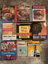 Lot of 9 Vintage Big Box PC Software Most Sealed PrintMaster Windows 95 & 98 picture