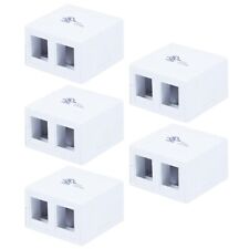 5 Pcs 2 Port Blank Surface Wall Mount Box For Keystone Jack Snap-In Insert White picture
