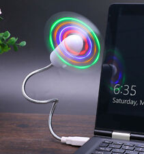 LED LIGHT USB MINI FAN cooling portable flexible laptop desk desktop computer pc picture
