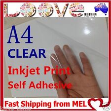 10x A4 Transparent Clear Glossy Self Adhesive Sticker Paper Label Inkjet Print picture