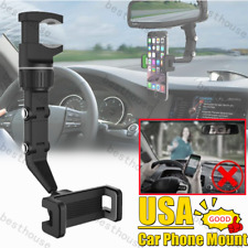 Adjustable 360° Rotation Rearview Mirror Car Phone Mount GPS Holder Desk Stand picture