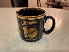 Vintage 1980's Zenith Cable Products Ceramic Coffee Mug, NOS, Blue Gold picture