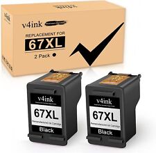 V4INK 2PK 67XL Black Ink Compatible for HP Deskjet Plus 4140 4152 4155 4158 6030 picture