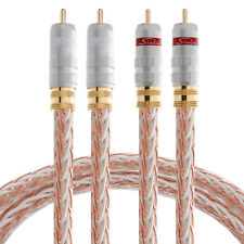 Pair 7N OCC Pure Copper RCA Cable 8TC Gold Plated Plug Interconnect Audio Line picture