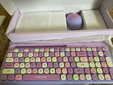 FOPETT 888 Wireless Keyboard And Mouse Set Purple MultiColor W/ Phone Holder ￼ picture