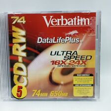 Verbatim CD-RW 74 DataLifePlus Ultra Speed 16X24X 74MIN   650MB 5 PACK picture