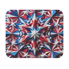 Mouse Pad (Rectangle) Red, White and Blue Origami Shapes Design 4 picture