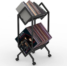 Mobile Vinyl Record Storage Rack LP Storage Shelf Record Holder Albums 2 Tier  picture