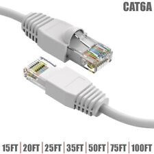 15-100FT Cat6A RJ45 Network LAN Ethernet UTP Patch Cable Cord Copper 24AWG White picture