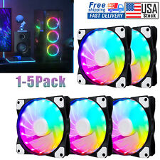 1-5Pack 120mm RGB Light Computer Case Fans LED 4Pin Cooling Fan for Gaming Case picture