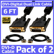 2 Pack 6 Feet DVI Cable DVI-D Dual-Link Male to Male Cord Digital Monitor Cable picture