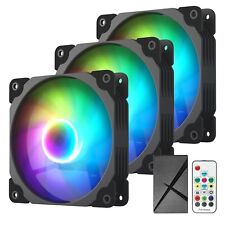 Vetroo 3 Pack Black Frame 120mm ARGB & PWM LED PC Computer Case Cooling Fans USA picture