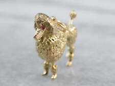 Sweet Ruby and Gold Poodle Charm Pendant picture