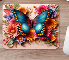 3D Butterfly with Flowers Mouse Pad | 3D Look Desk Accessories picture