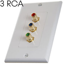 White RCA WallPlate Stereo Audio Video 3 or 5 RCA Wall Plate HDTV Cable Coupler picture