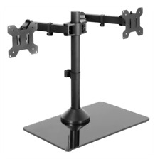 VIVO Freestanding Dual Monitor Stand with Sleek Glass Base and Adjustable Arms picture
