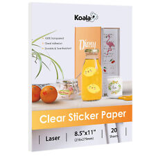 20 Koala Clear Sticker Paper for LASER Printable Vinyl Waterproof Transparent picture