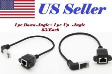 2pcs RJ45 Male Angled to Female Panel Mount Ethernet LAN Network Extension Cable picture