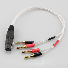 OCC Silver Plated 4Pin XLR Female Luxurio US Banana Plug Audio Speaker Cable picture