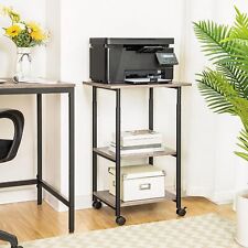 HOOBRO 3Tier Printer Table Cart on Wheel Side Table Mobile Printer Stand Greige  picture