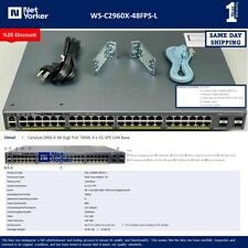 Cisco WS-C2960X-48FPS-L 48 Port PoE+ 2960X Gigabit Switch - Same Day Shipping picture
