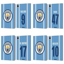 MAN CITY FC 2023/24 PLAYERS HOME KIT LEATHER BOOK WALLET CASE FOR APPLE iPAD picture