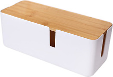 Bamboo-Top Cable Management Box - To Hide Ugly and Tangled Cords on The Countert picture