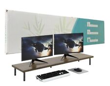 Weenson Dual Monitor Stand for Desk - Bamboo Long Monitor Stand Riser With 3 Ht picture
