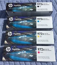 2022-Four Genuine HP 972X Inks: 1 Black, 1 Cyan, 1 Yellow, 1 Magenta -  picture