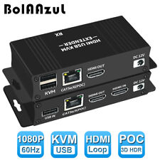 60M HDMI KVM Extender over Ethernet Cat5e/6 KVM USB POC Cable HDMI Loop Extender picture