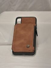 iPhone XR CaseMe RFID Protected Brown Wallet Cell Phone Case Double Snap Closure picture