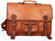Handmade Leather Briefcase Messenger Laptop Computer Office Satchel Brown Bag picture
