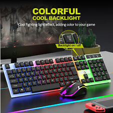 Keyboard and Mouse Computer Desktop Gaming Mechanical Feel Led Light Backlit USA picture
