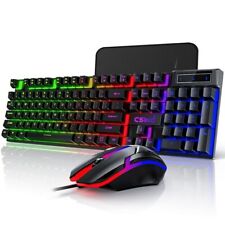 Rainbow Backlit Gaming Keyboard and Mouse Combo Set USB Wired 7 Color LED picture