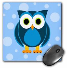3dRose Cute Blue Owl on Light Blue Background MousePad picture