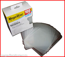MEGADISC Keeper CD DVD Blu Ray Clear Plastic envelope Holder Sleeves 100 PK  picture