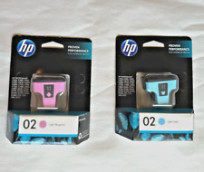 Lot of TWO Genuine HP PhotoSmart 02 Ink Cartridges Cyan & Magenta Expired NIB picture