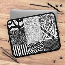 Art pattern Black and white Laptop Sleeve, modern abstract texture laptop case picture